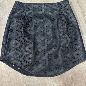 NWT Bishop + Young Black Faux Leather Floral Eyelet Detail Skirt Size S 🧚‍♀️